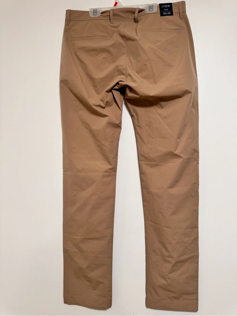 NWT J.Crew Flex Tech Pants Khaki brown slim fit size 34 X 34